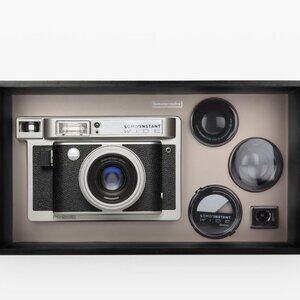 Lomography Lomo'Instant Wide Camera & Lenses Monte Carlo Black Leather